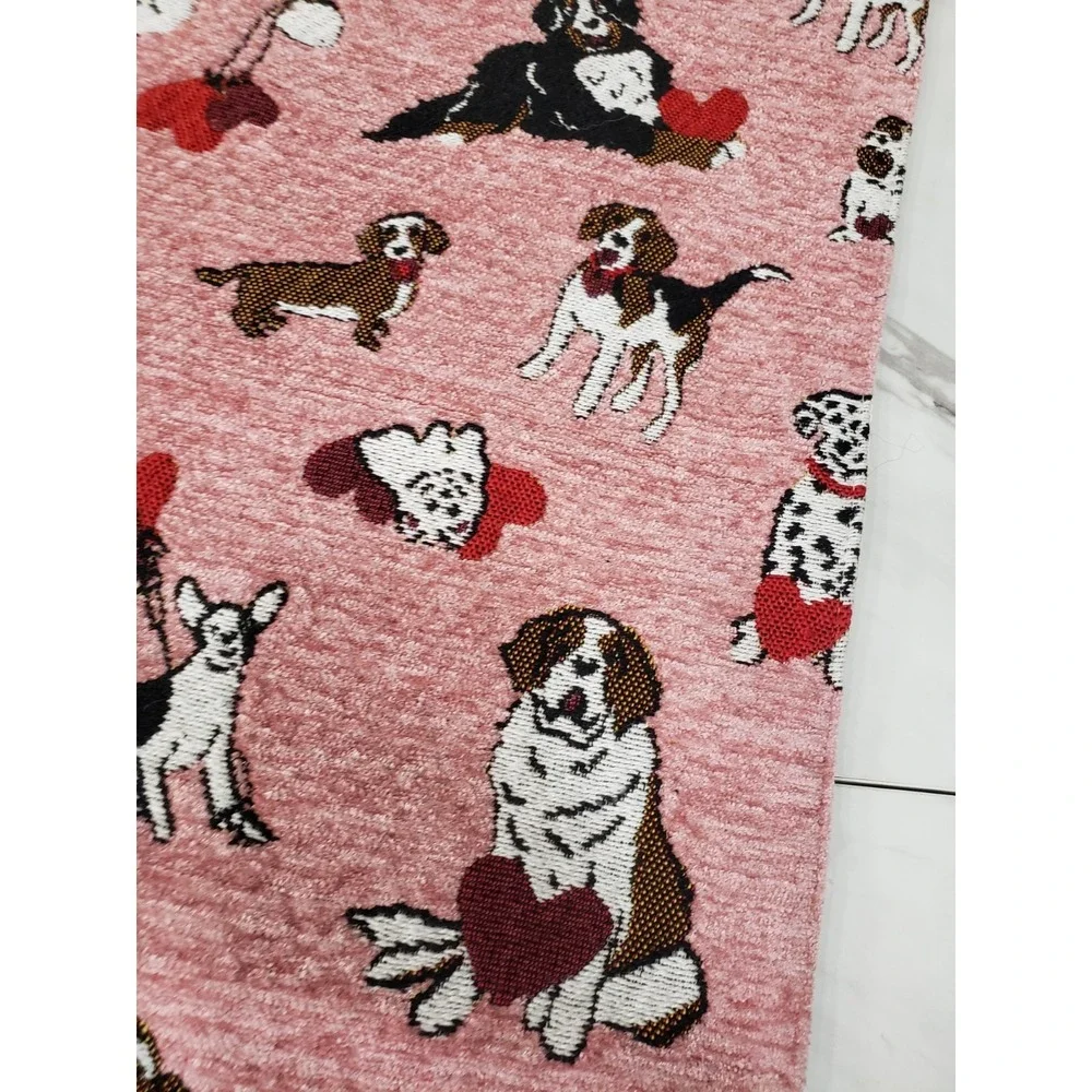 Valentines Day Puppy Love‎ Table Runner  Made In India Dogs Poodle St Bernard